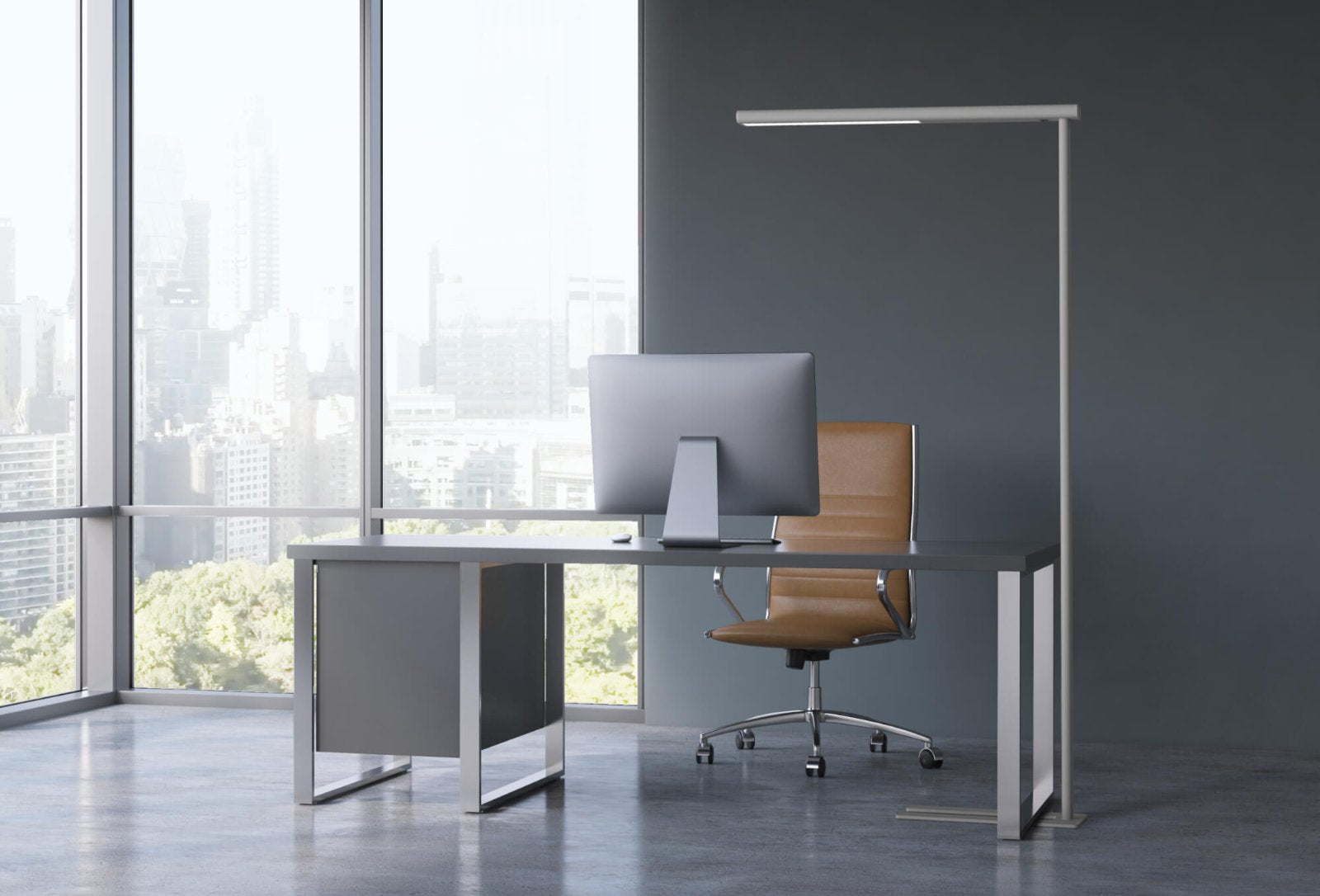 MAUL LED-Stehleuchte jet – 4000 K – 4'650 lm – silber