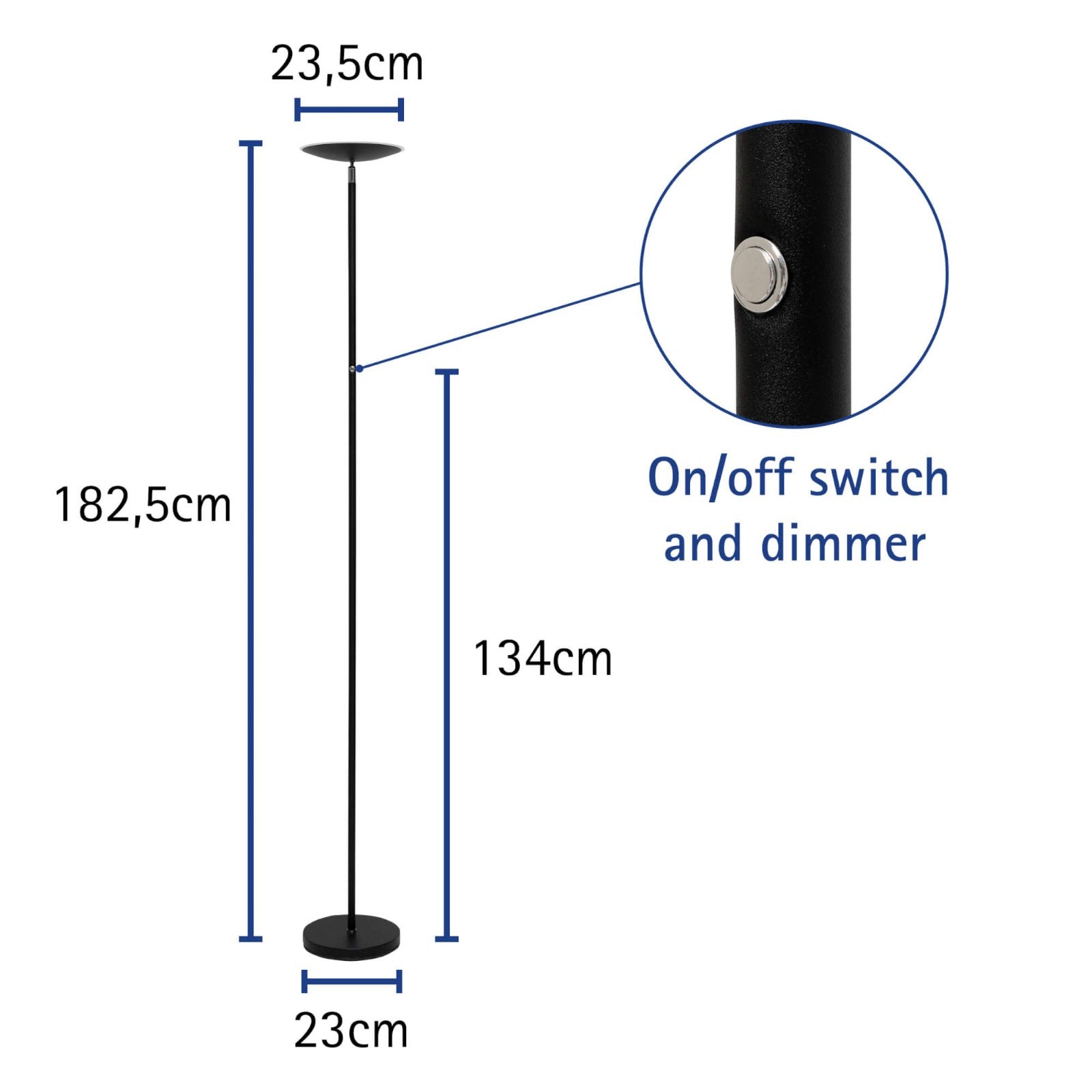 MAULsphere Stehleuchte – 3000 K, dimmbar, 2570 lm, 27 W, schwarz