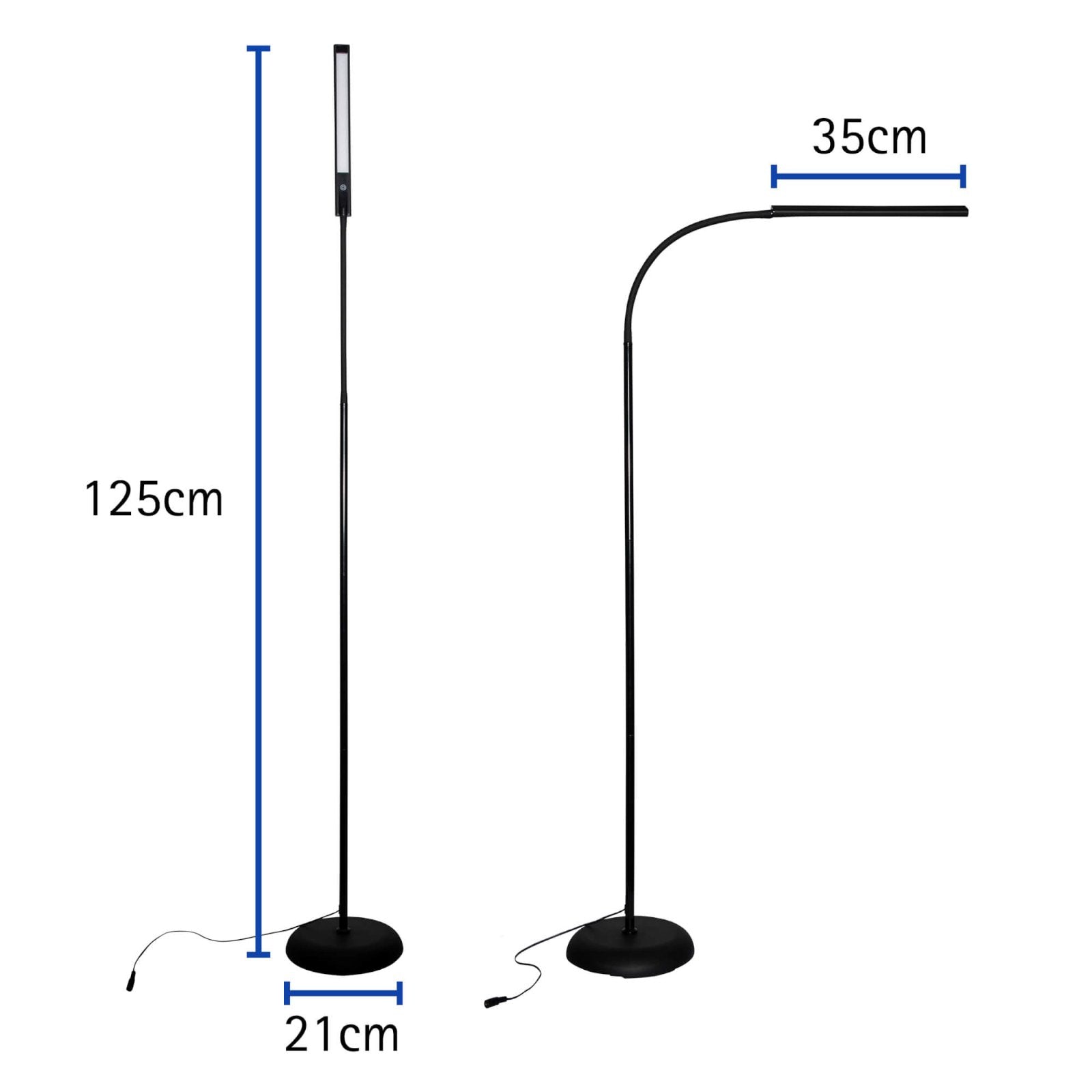 MAUL LED-Stehleuchte Pirro – 4-stufig dimmbar, dreh- und neigbar – 3000 K – 726 lm 7 W – Schwarz