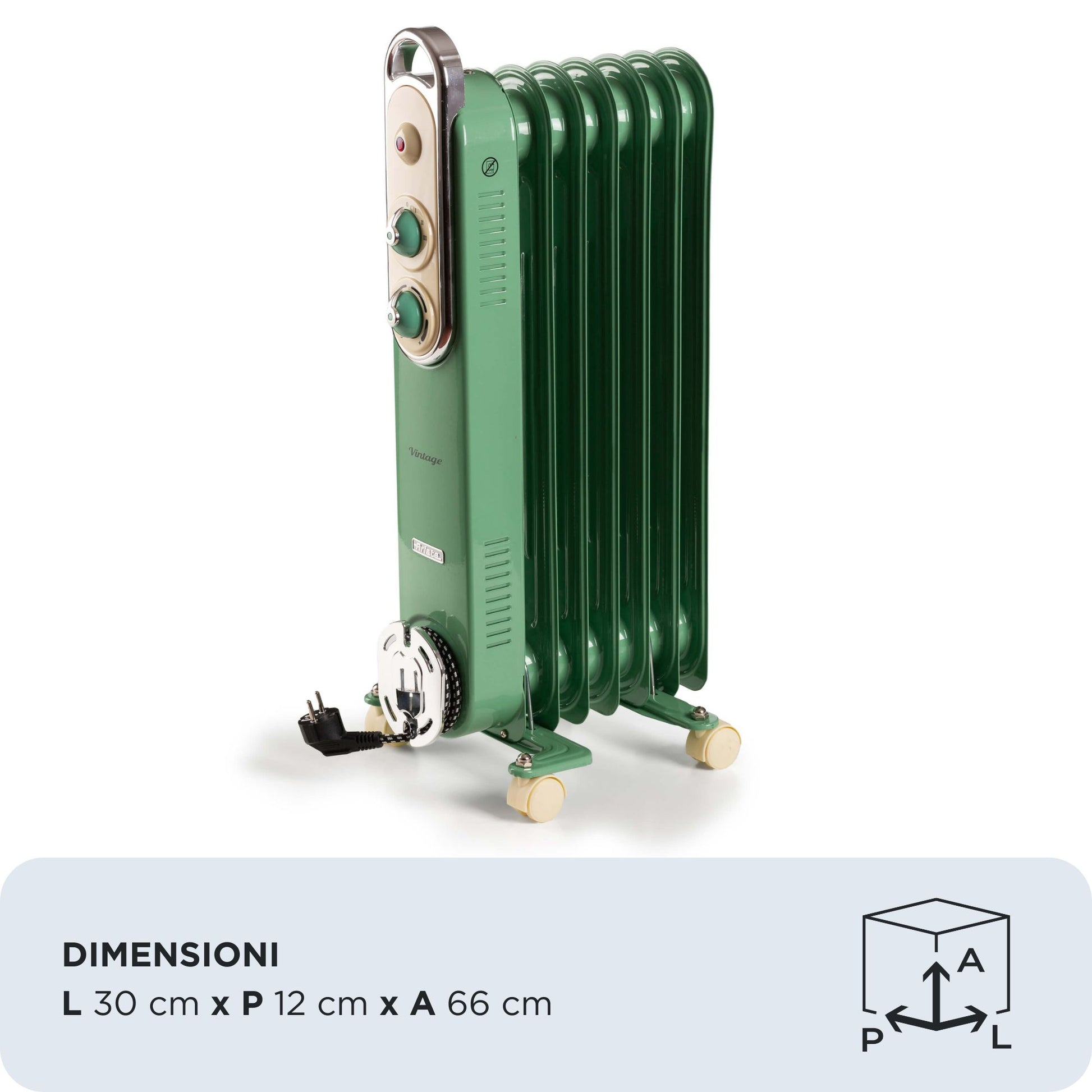 Ariete Vintage Line 8250/04 Öl-Heizlüfter – 12,2 × 67,5 cm, grün