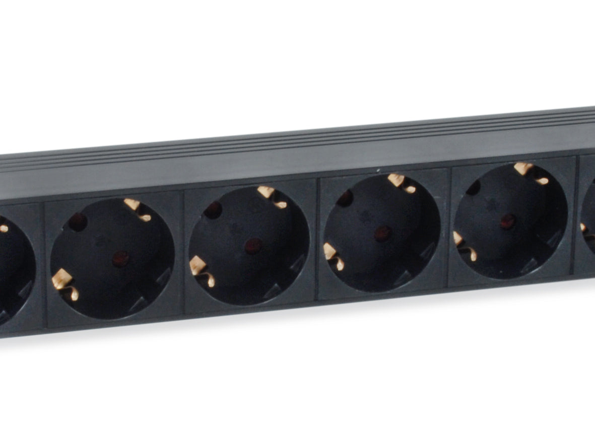 Equip 333286 Steckdosenleiste Typ F 8×, 2500 W – 1U Horizontal – IEC C14-Koppler, 1,8 m Kabel – Schwarz
