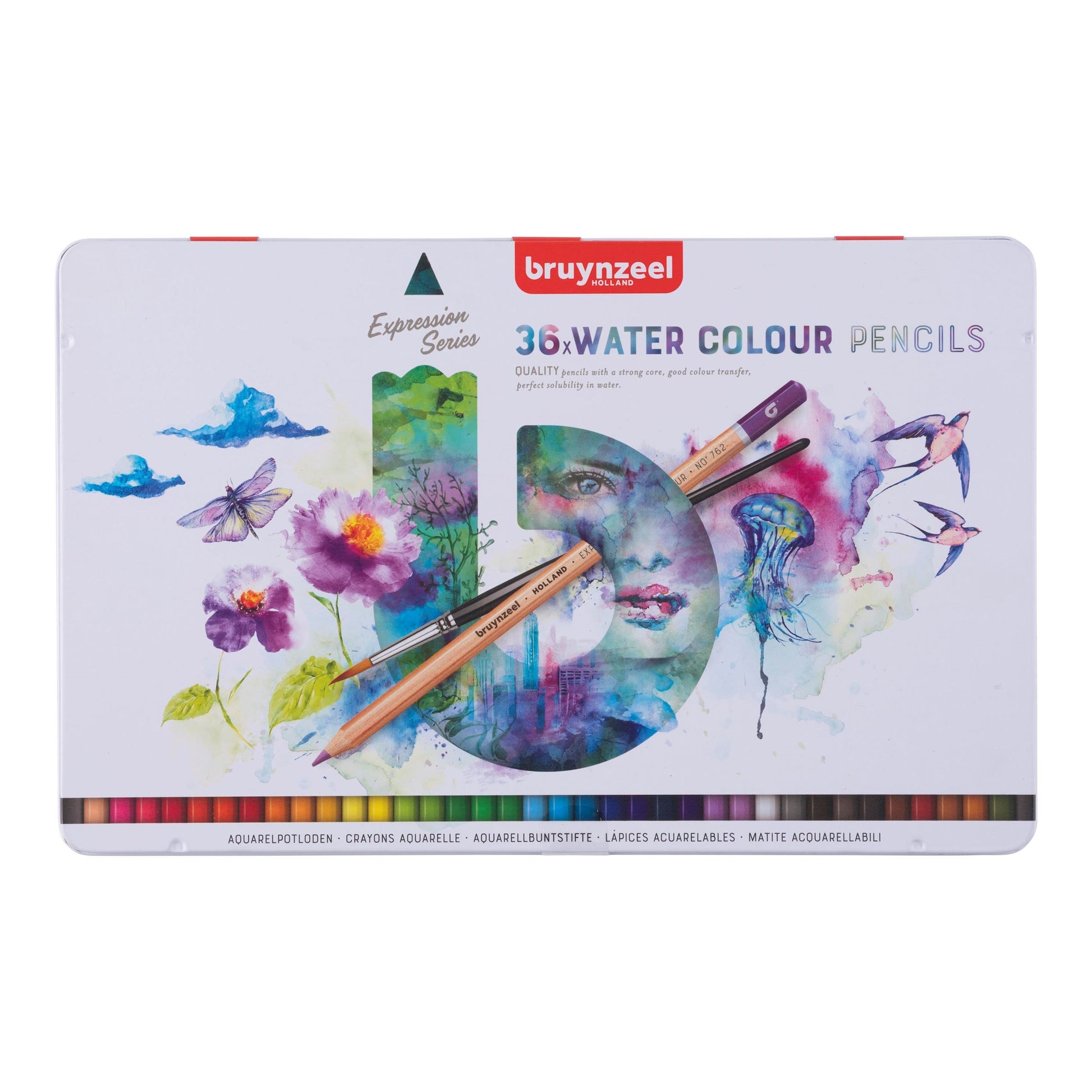 Bruynzeel Expression Aquarellfarbstifte – 36 Stk., Mehrfarbig