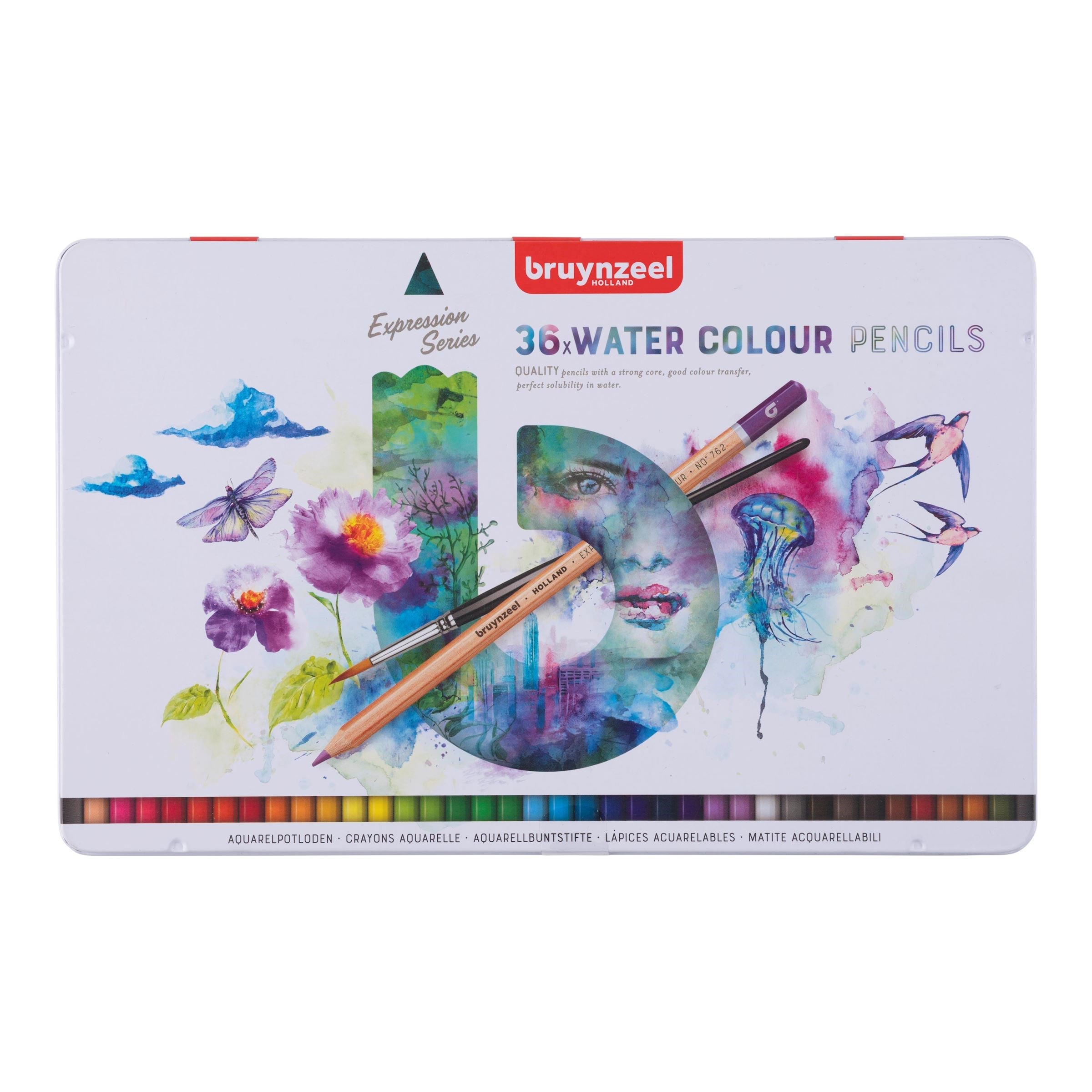 Bruynzeel Expression Aquarellfarbstifte – 36 Stk., Mehrfarbig
