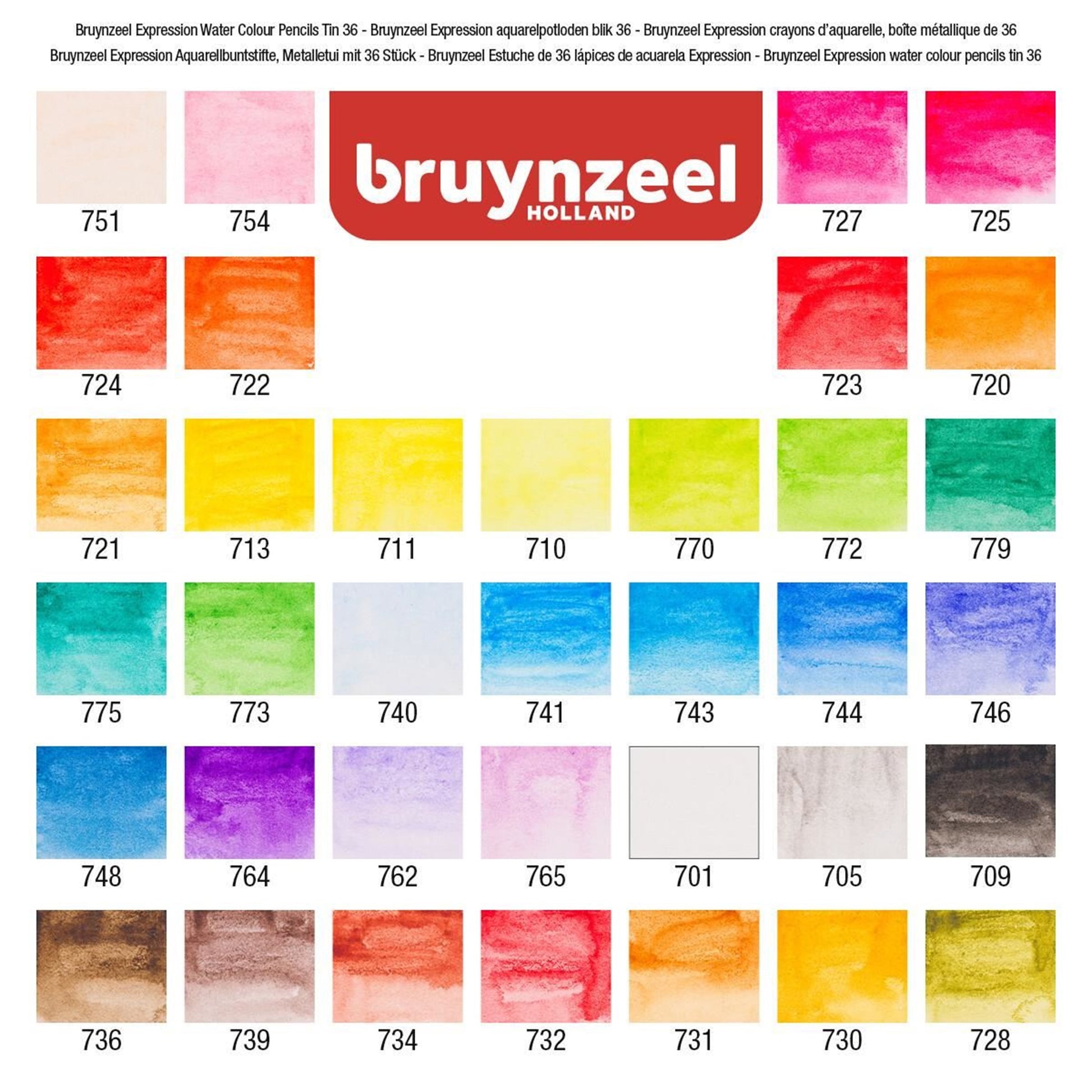 Bruynzeel Expression Aquarellfarbstifte – 36 Stk., Mehrfarbig