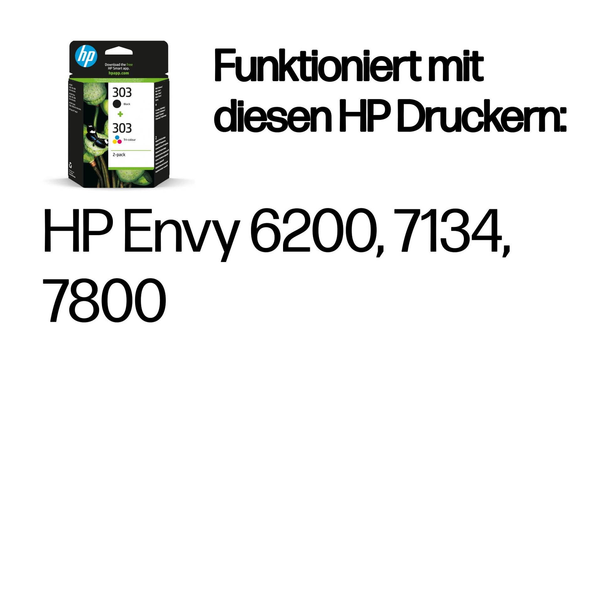 HP 303 Tintenpatronen-Multipack, Schwarz/Dreifarbig (Original) – für HP Envy 6200/7134/7800