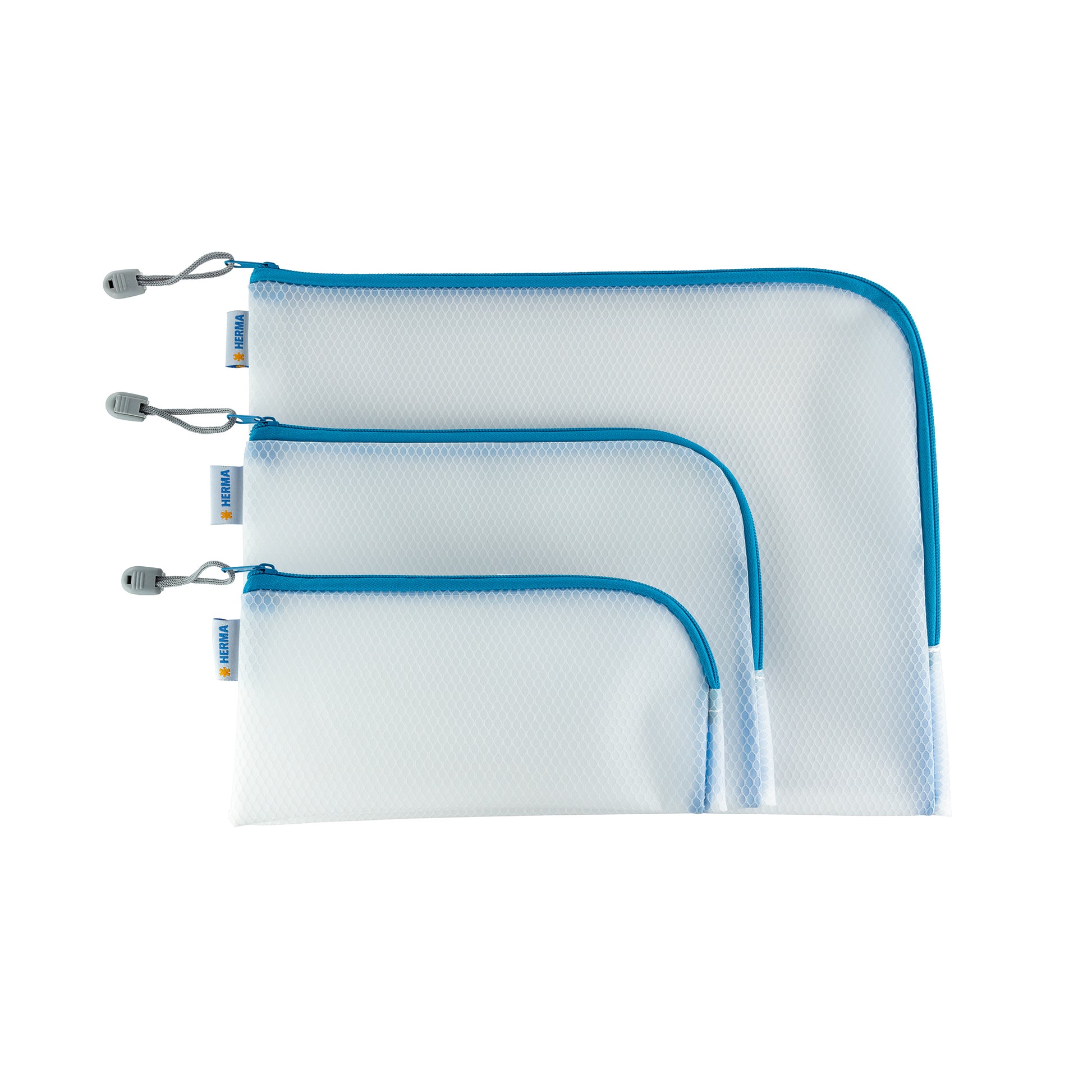 HERMA Reissverschlusstasche – Blau – Kunststoff – 36,0 × 28,0 × 0,7 cm