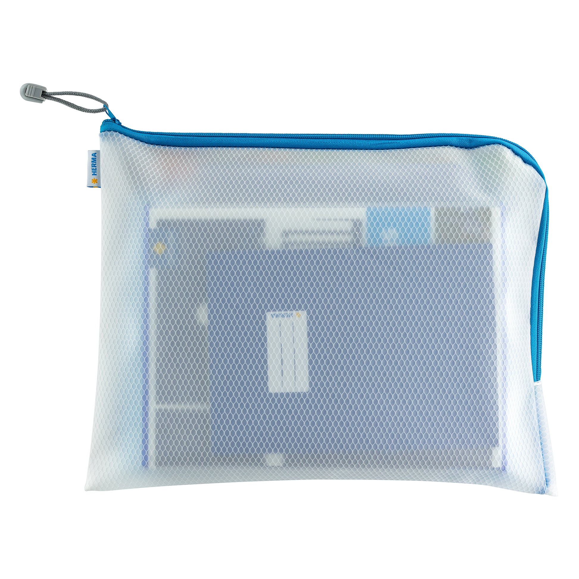 HERMA Reissverschlusstasche – Blau – Kunststoff – 36,0 × 28,0 × 0,7 cm