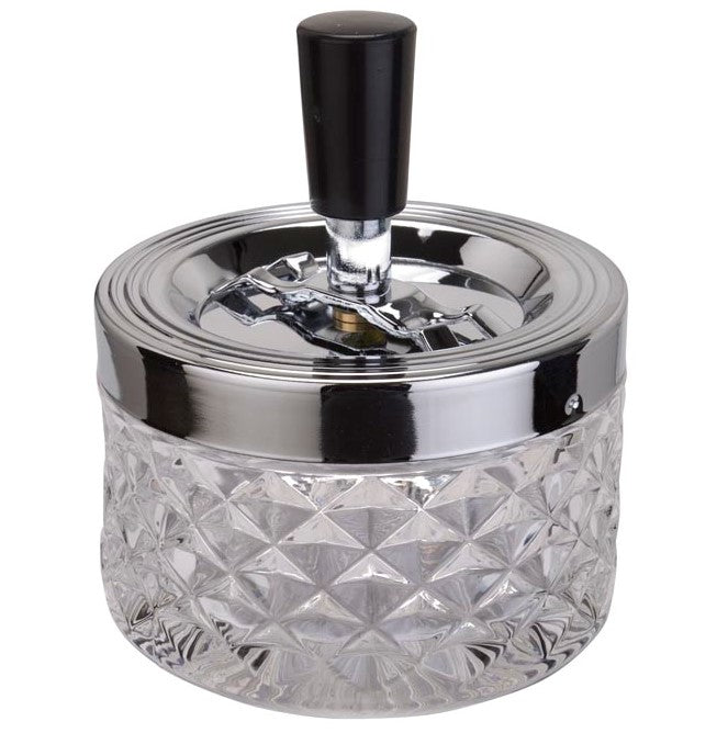 Dameco Aschenbecher – Ø 9,5 × 11,5 cm – Glas & Aluminium, transparent