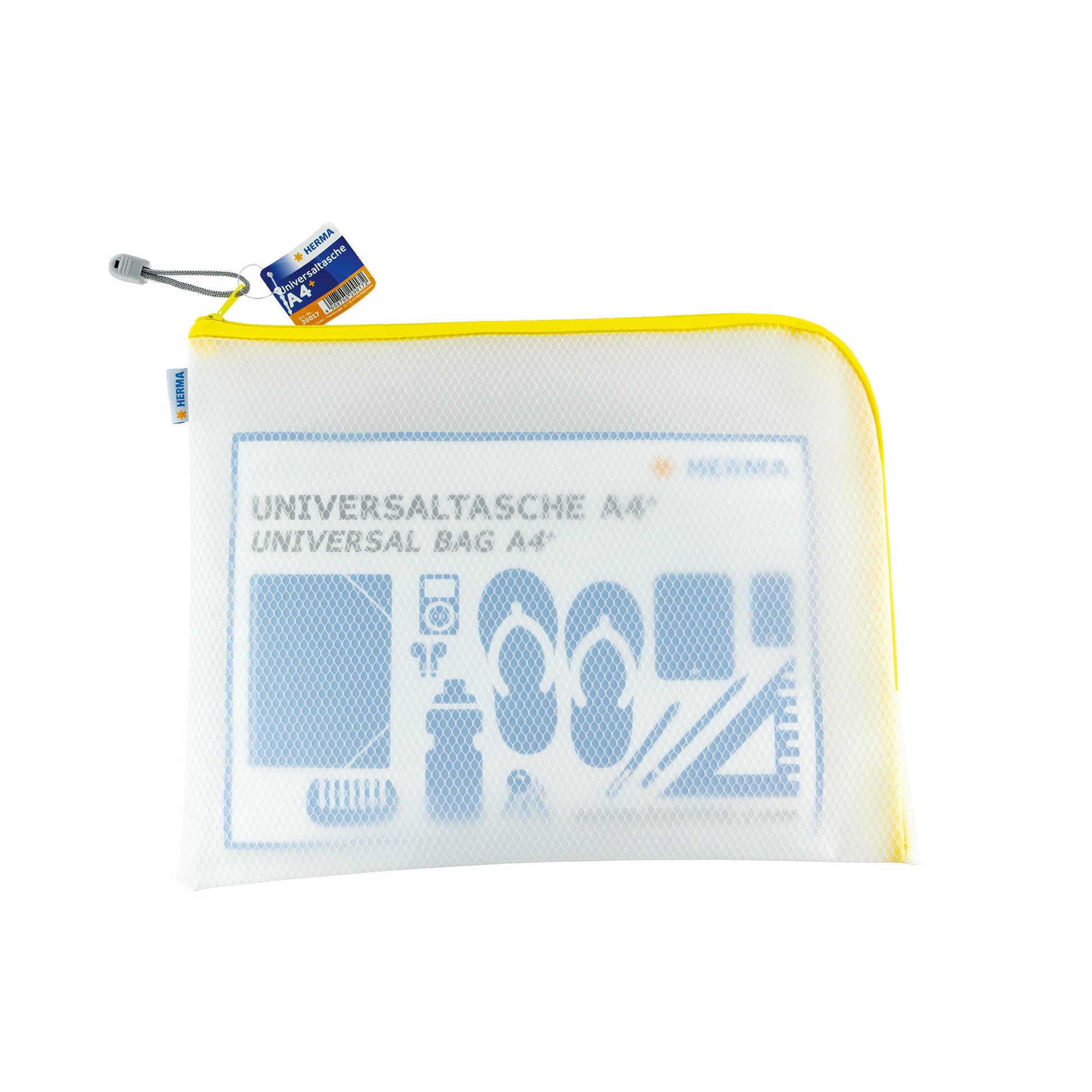 HERMA Reissverschlusstasche – Gelb – Kunststoff – 36 × 28 × 0,7 cm