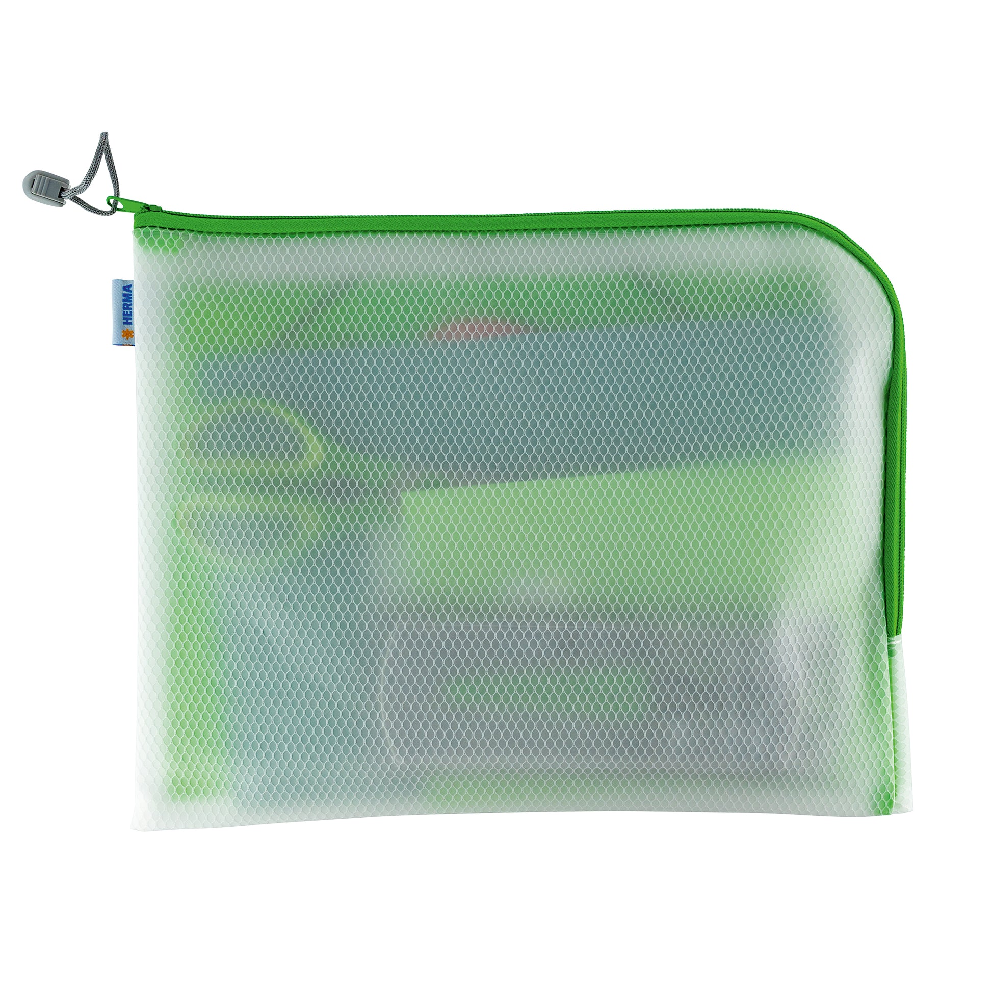 HERMA Reissverschlusstasche Etui – Grün – Kunststoff – 36 × 28 × 0,7 cm