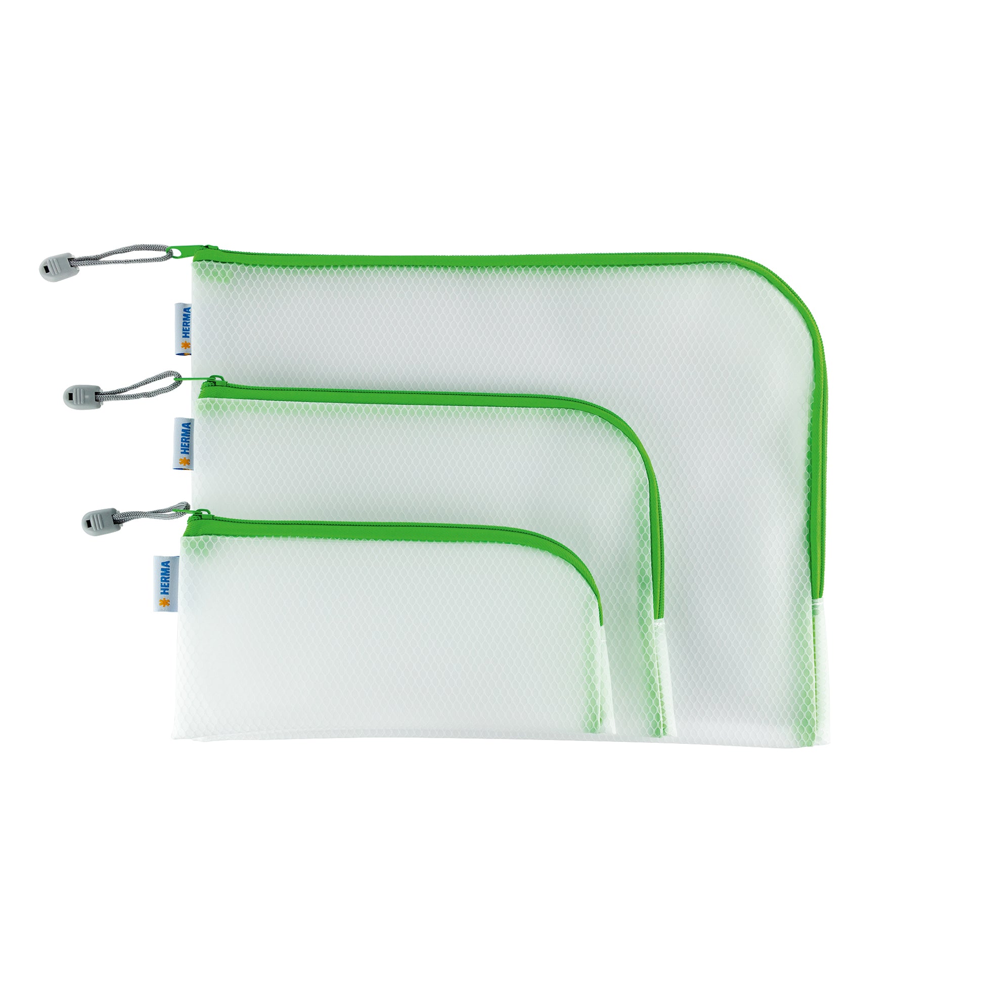 HERMA Reissverschlusstasche Etui – Grün – Kunststoff – 36 × 28 × 0,7 cm