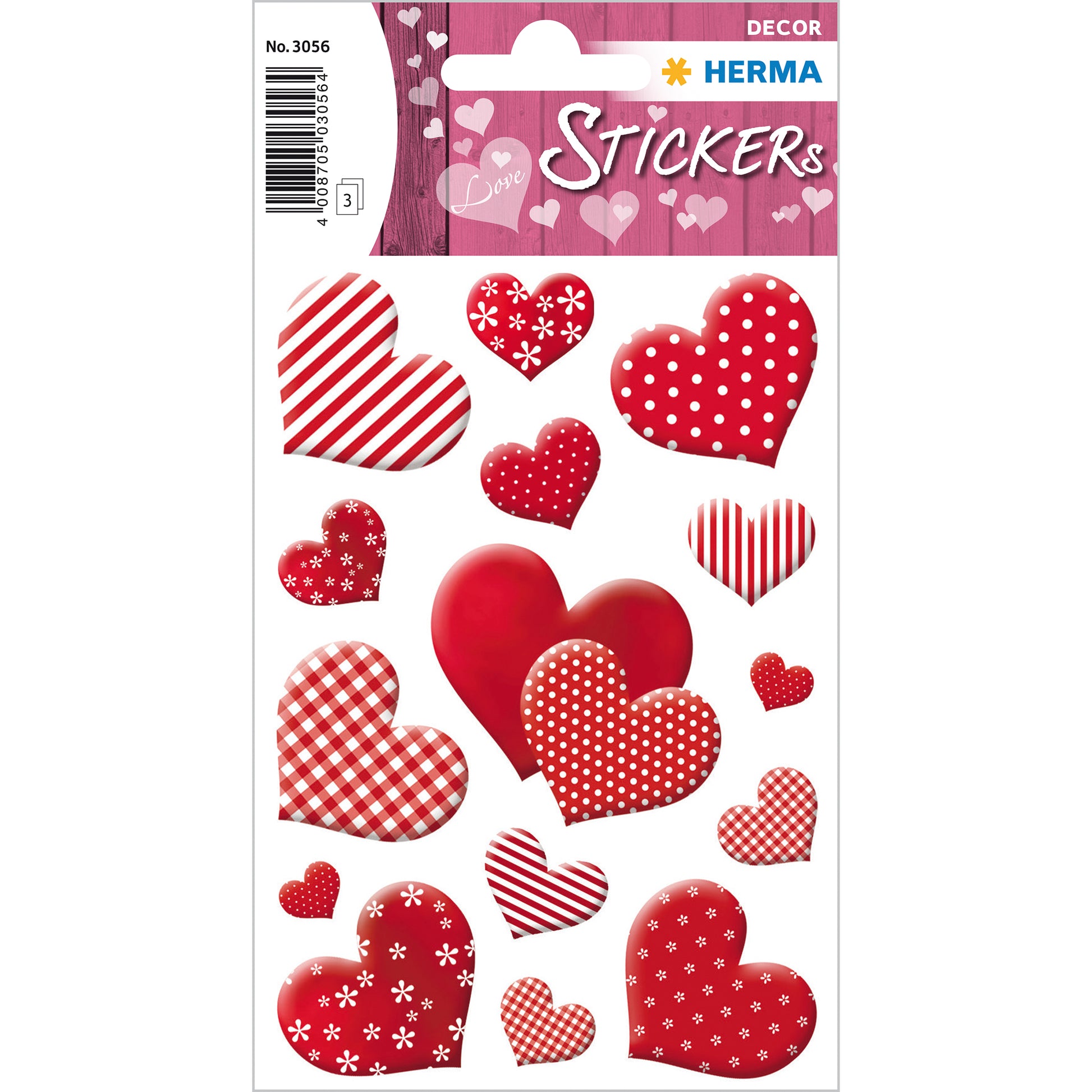 HERMA Schmucketiketten Decor, Blümchenherzen, mehrfarbig, 45 Stk (3 Bögen)