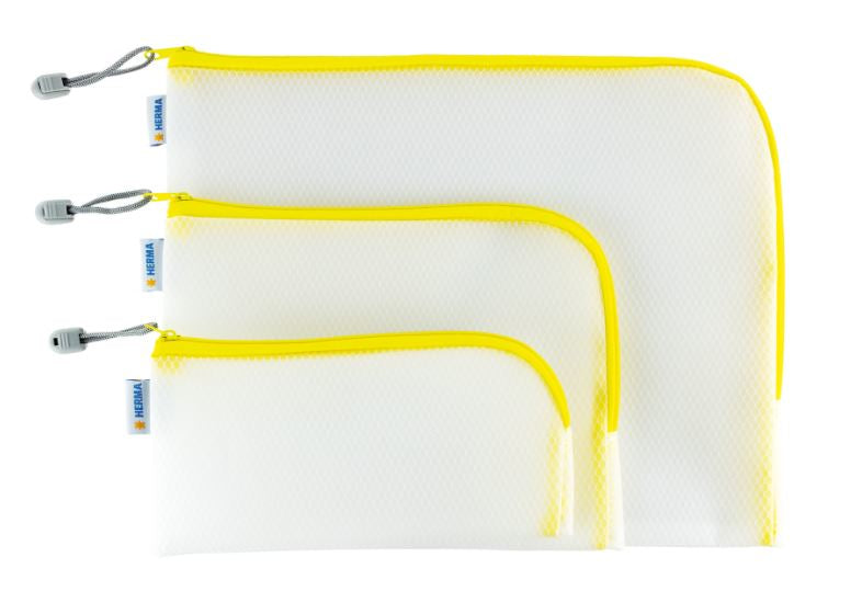 HERMA Reissverschlusstasche – 260 × 200 mm, Kunststoff, Gelb – 1 Stück