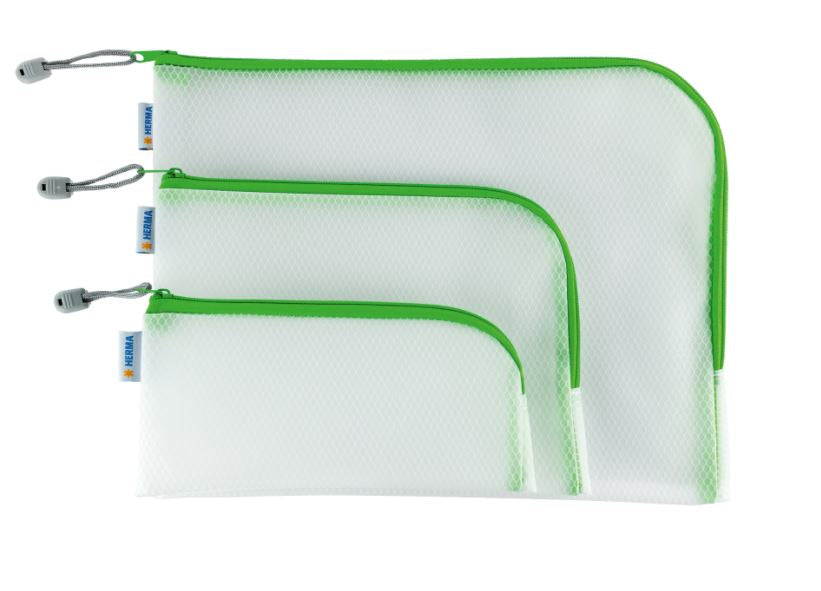 HERMA Reissverschlusstasche – 110 × 230 mm, Kunststoff, Grün – 1 Stück