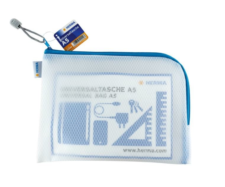 HERMA Reissverschlusstasche – für wichtige Dokumente und Utensilien – 260 × 200 mm, Kunststoff, Blau – 1 Stück