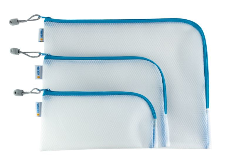 HERMA Reissverschlusstasche – für wichtige Dokumente und Utensilien – 260 × 200 mm, Kunststoff, Blau – 1 Stück
