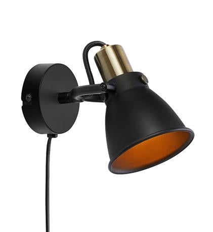 Markslöjd Wandleuchte – 9,5 × 20 cm, 40 W, Schwarz, E14, ohne Leuchtmittel, Ein/Aus-Schalter
