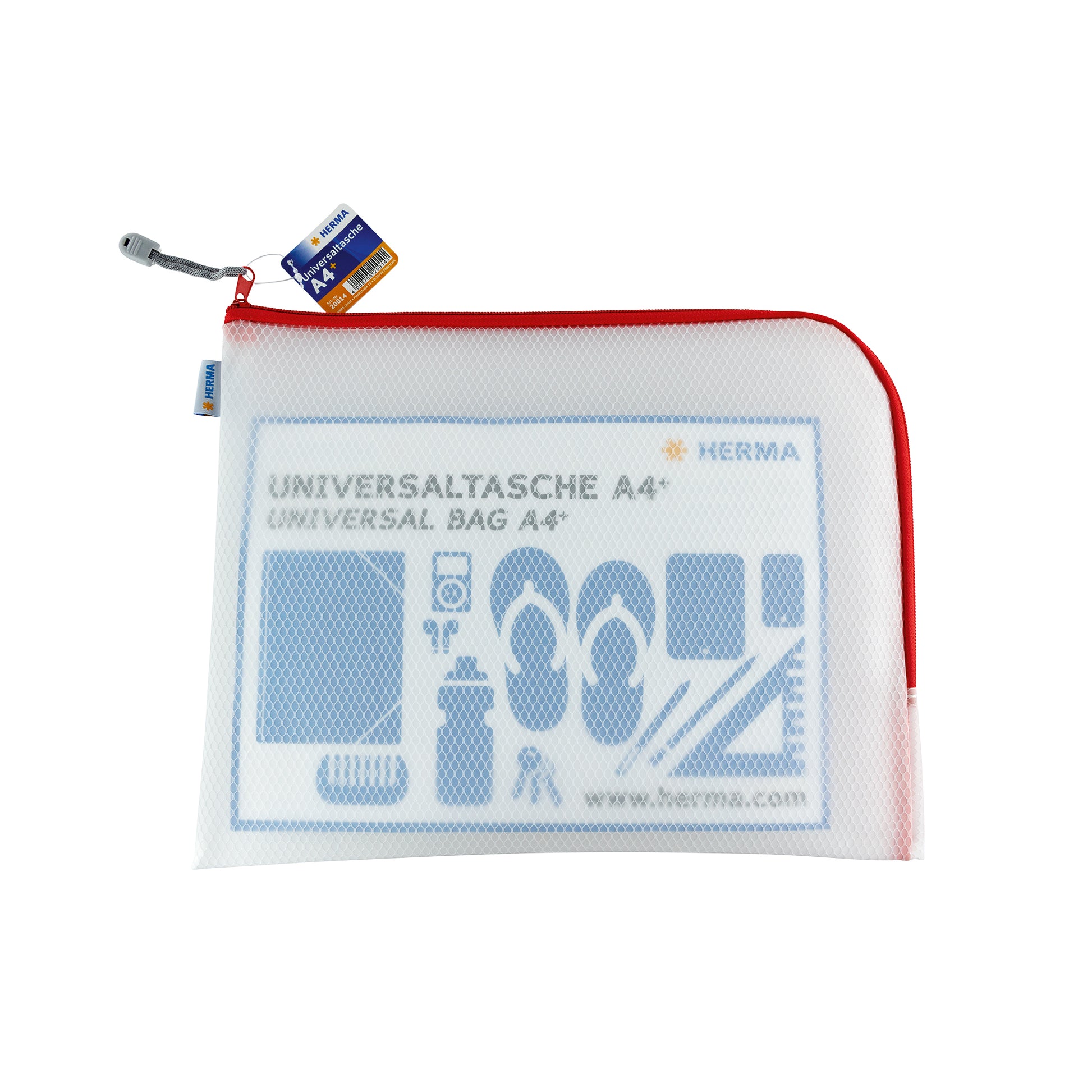 HERMA Reissverschlusstasche Etui – Rot – Kunststoff – 36 × 28 × 0,7 cm