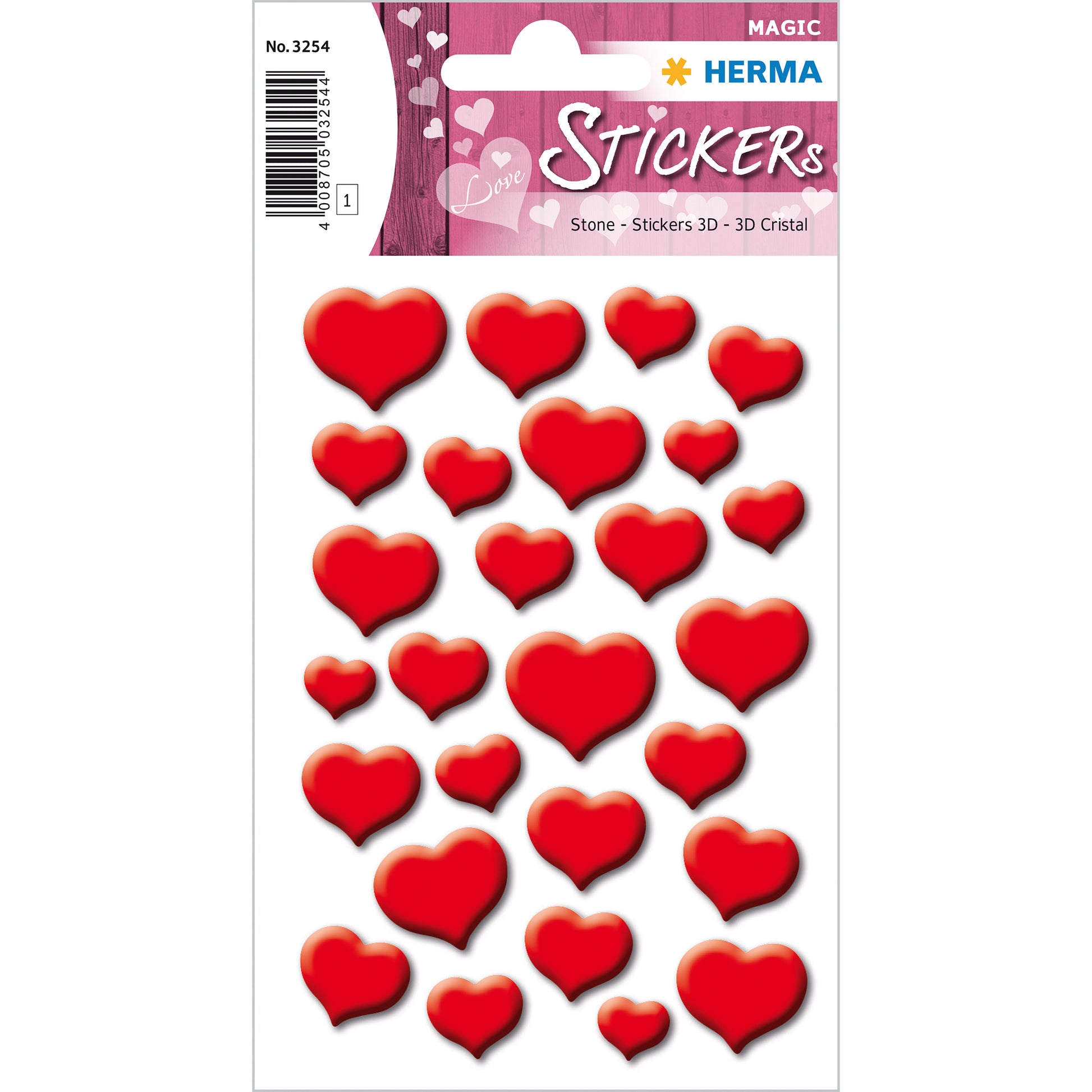 HERMA Schmucketiketten Rote Herzen – 27 Stück – permanent – rot