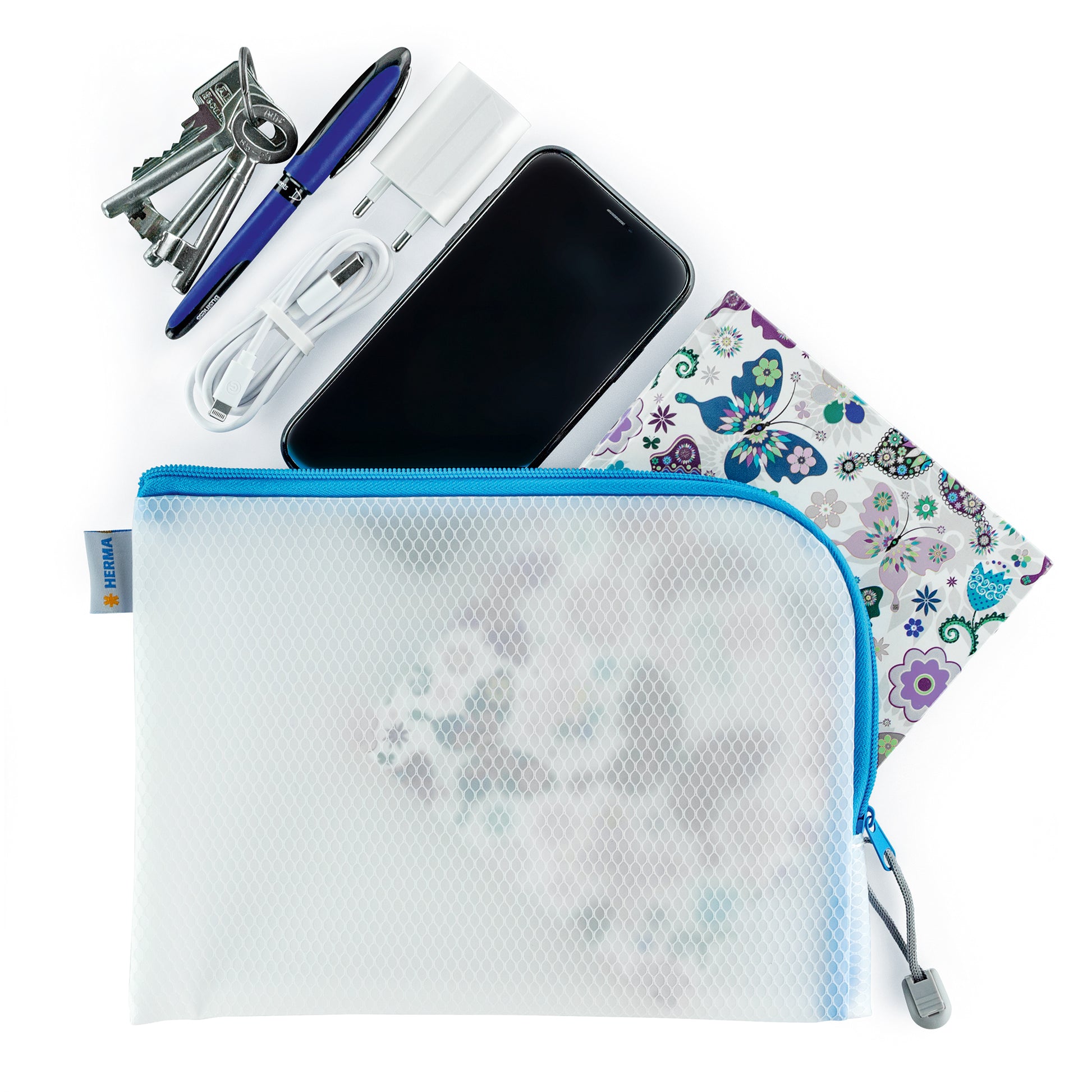 HERMA Reissverschlusstasche Etui – Grün – Kunststoff – 26,0 × 20,0 × 0,7 cm
