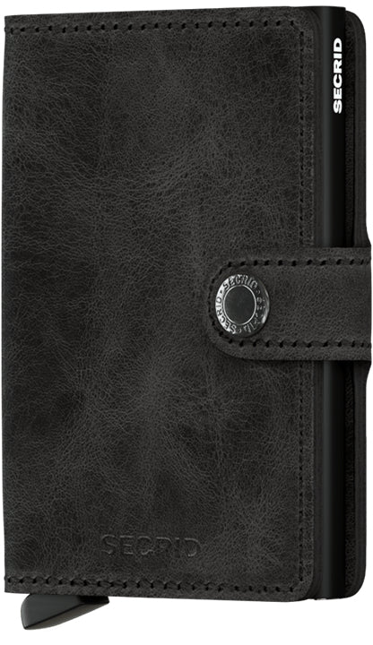Secrid Miniwallet – RFID-Schutz, bis 10 Karten – 65×102×21 mm – Aluminium/Leder – Schwarz matt