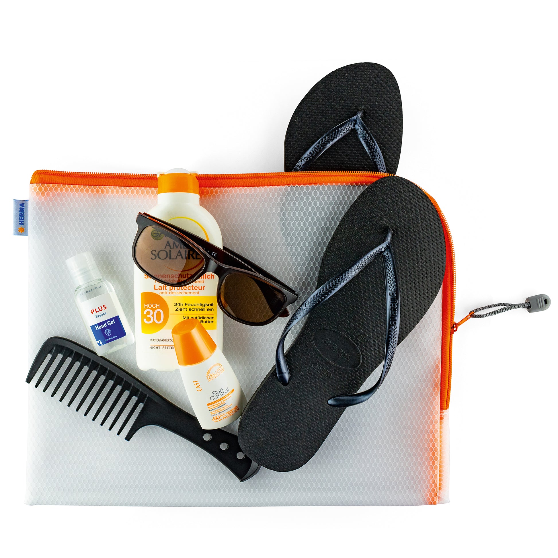 HERMA Reissverschlusstasche – Orange – Kunststoff – 36,0 × 28,0 × 0,7 cm