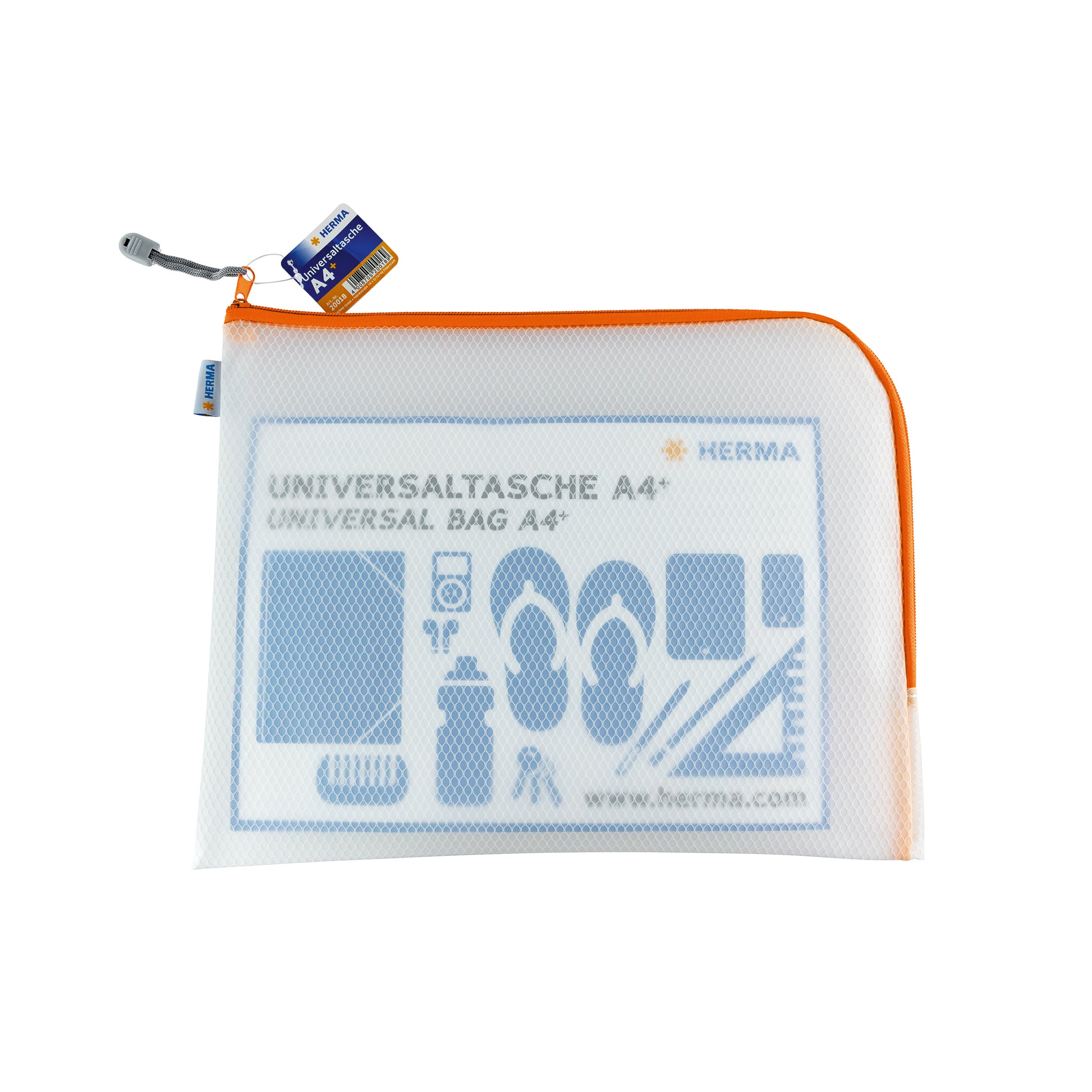 HERMA Reissverschlusstasche – Orange – Kunststoff – 36,0 × 28,0 × 0,7 cm