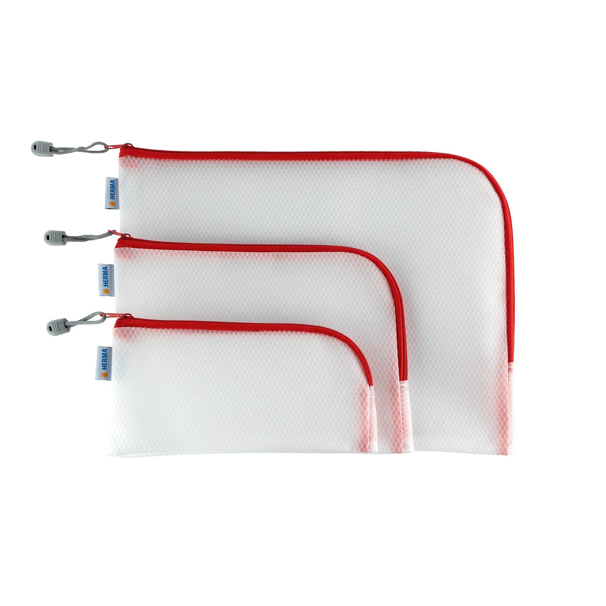 HERMA Reissverschlusstasche Etui – Rot – Kunststoff – 26,0 × 20,0 × 0,7 cm