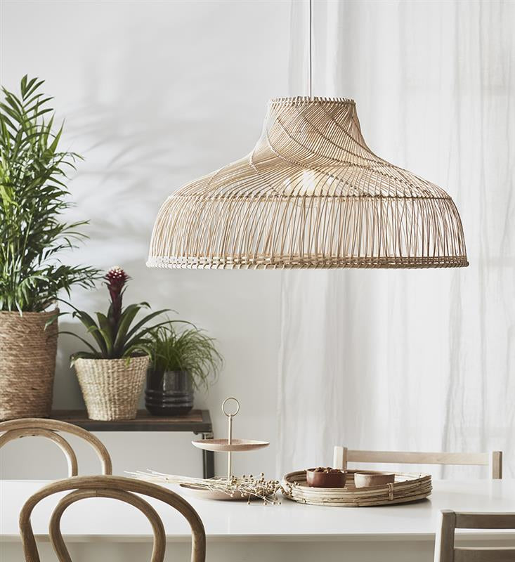Markslöjd Pendelleuchte Bali – Ø 72 × 36,5 cm, 60 W, dimmbar, beige, exkl. E27, Rattan