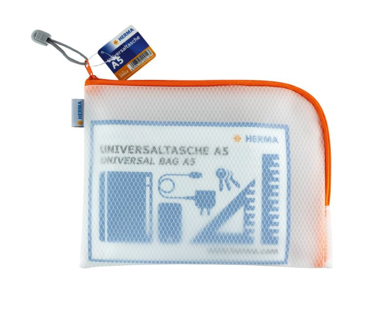 HERMA Reissverschlusstasche – 260 × 200 mm, Kunststoff, Orange – 1 Stück