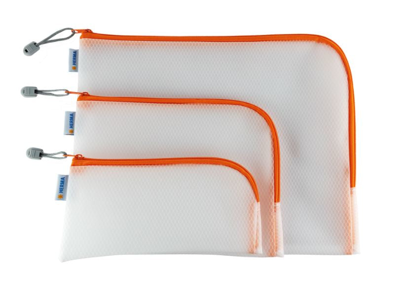 HERMA Reissverschlusstasche – 260 × 200 mm, Kunststoff, Orange – 1 Stück