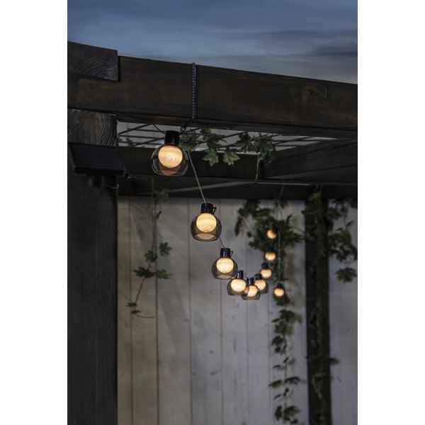 Star Trading Lichterkette Smoky – 2,7 m, 0,24 W, Warmweiss, IP44, Akku & Solar, Grau, Kunststoff