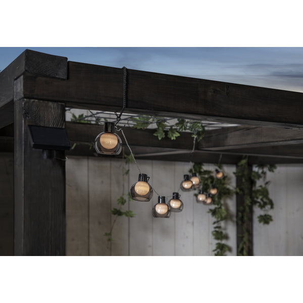 Star Trading Lichterkette Smoky – 2,7 m, 0,24 W, Warmweiss, IP44, Akku & Solar, Grau, Kunststoff