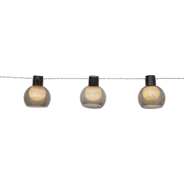 Star Trading Lichterkette Smoky – 2,7 m, 0,24 W, Warmweiss, IP44, Akku & Solar, Grau, Kunststoff