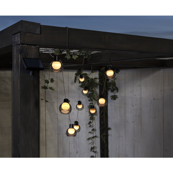 Star Trading Lichterkette Smoky – 2,7 m, 0,24 W, Warmweiss, IP44, Akku & Solar, Grau, Kunststoff