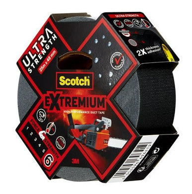 3M Extremium ULTRA H.P. Gewebeband/Gaffa – 48 mm × 25 m, schwarz, extra stark, wasserfest, UV-beständig