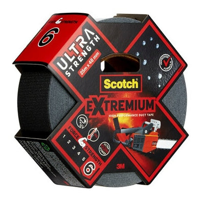 3M Extremium ULTRA H.P. Gewebeband/Gaffa – 48 mm × 25 m, schwarz, extra stark, wasserfest, UV-beständig