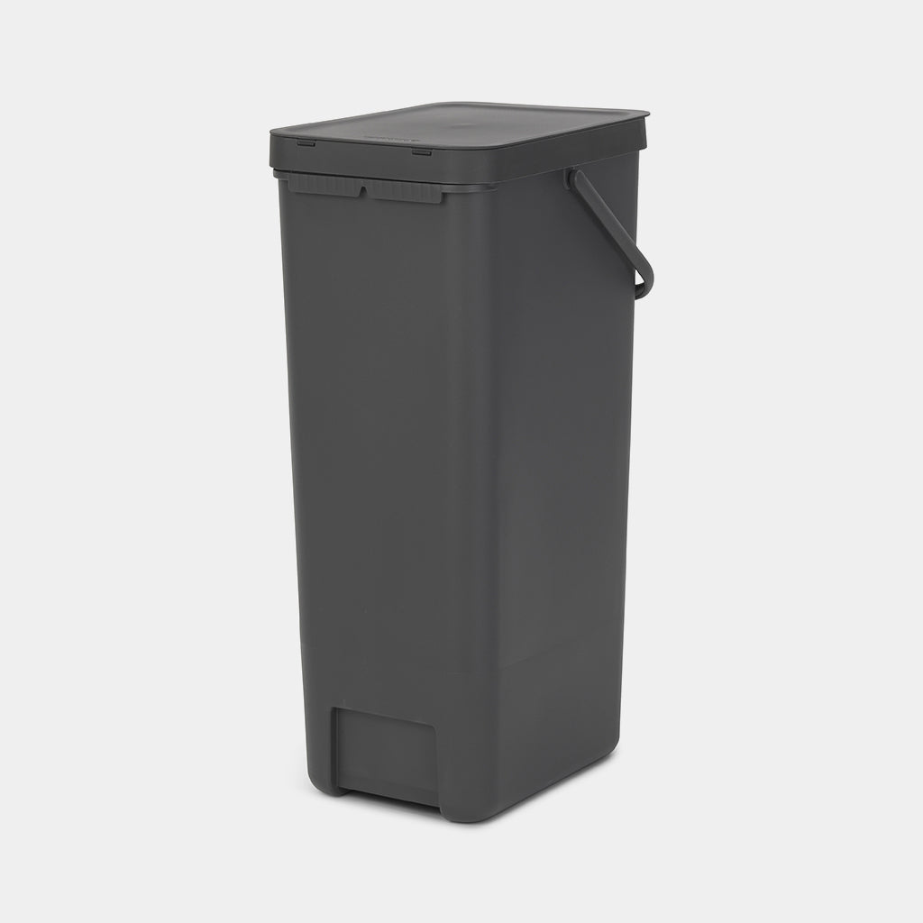 Brabantia Papierkorb – 40 l – Kunststoff, Grau – B × H × T 267 × 620 × 341 mm