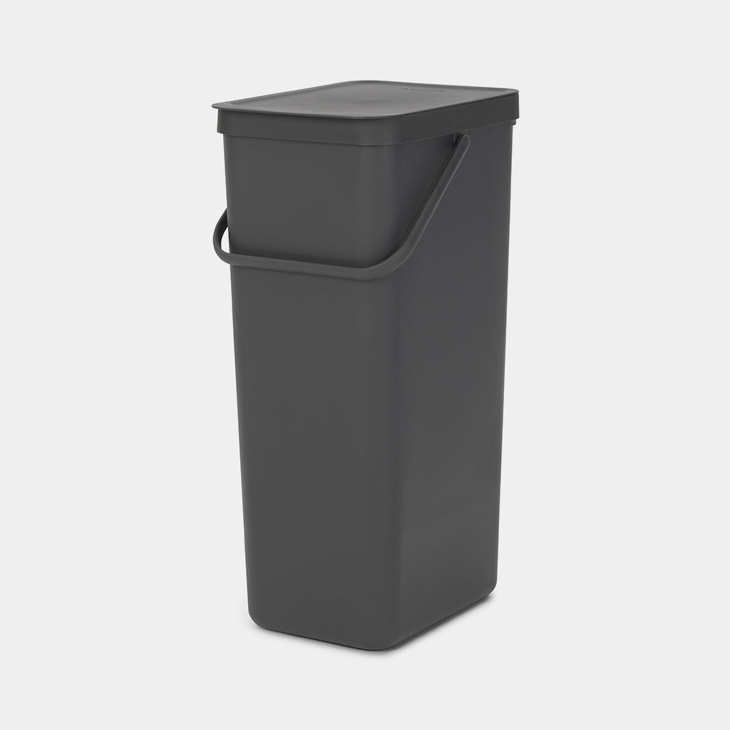 Brabantia Papierkorb – 40 l – Kunststoff, Grau – B × H × T 267 × 620 × 341 mm