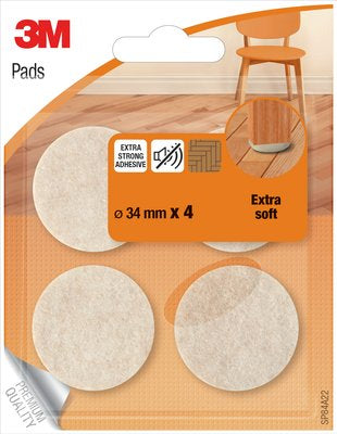 3M SP84A22 Filzgleiter rund Ø 34 mm – Filz – Beige – 4 Stück