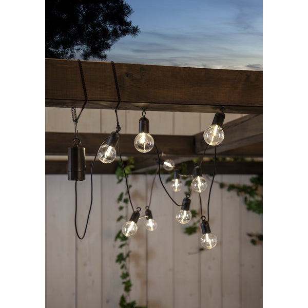 Star Trading Lichterkette – 3,6 m, 0,6 W, Warmweiss, IP44, Schwarz/Transparent, Timer, Batteriebetrieb