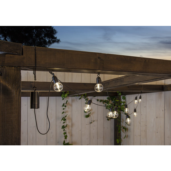 Star Trading Lichterkette – 3,6 m, 0,6 W, Warmweiss, IP44, Schwarz/Transparent, Timer, Batteriebetrieb