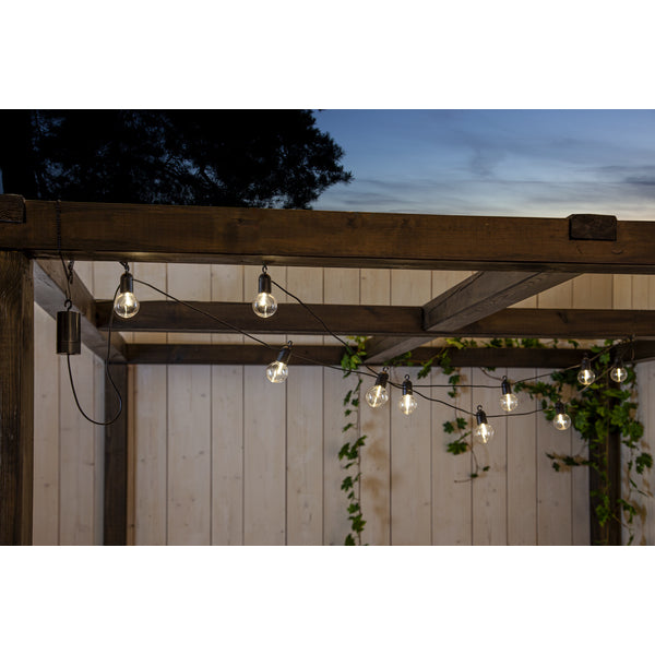Star Trading Lichterkette – 3,6 m, 0,6 W, Warmweiss, IP44, Schwarz/Transparent, Timer, Batteriebetrieb