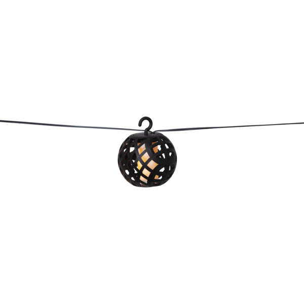Star Trading Lichterkette Flame – 2,1 m – 0,06 W – Warmweiss – IP44 – Solarbetrieb – Schwarz, Kunststoff