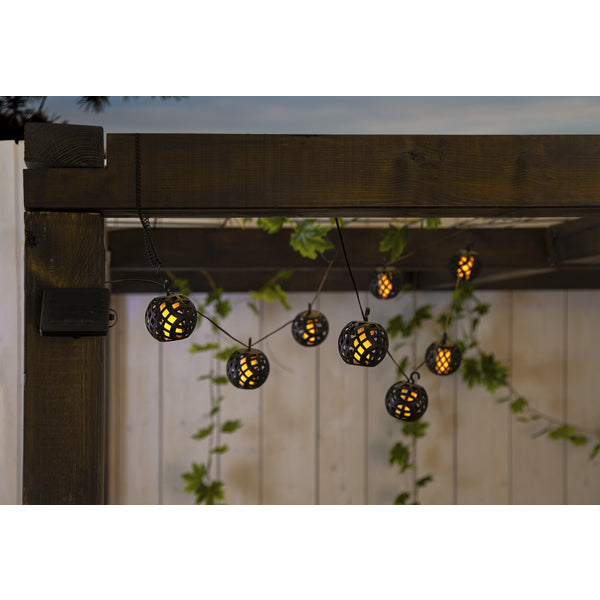 Star Trading Lichterkette Flame – 2,1 m – 0,06 W – Warmweiss – IP44 – Solarbetrieb – Schwarz, Kunststoff