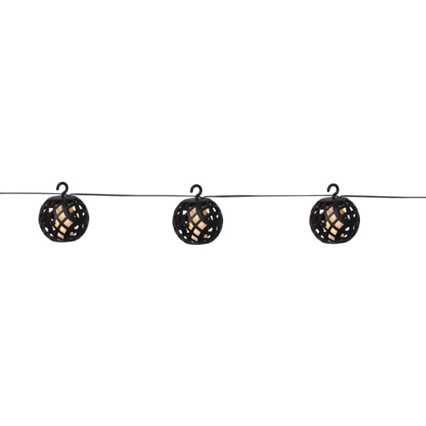 Star Trading Lichterkette Flame – 2,1 m – 0,06 W – Warmweiss – IP44 – Solarbetrieb – Schwarz, Kunststoff