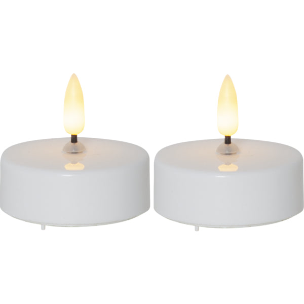 Star Trading LED-Teelicht Flamme – 2er Pack, Ø 5,8 × 5,5 cm, 0,03 W, Warmweiss, Timer