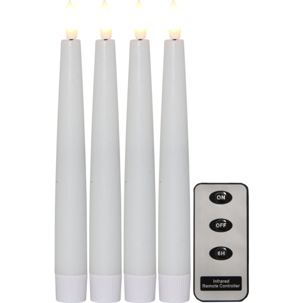 Star Trading LED-Kerze – 4-teilig, 20 cm, Timerfunktion, flackernd, weiss