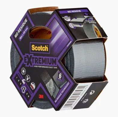 3M Extremium Gewebeband/Gaffa – 48 mm × 18,2 m, schwarz, synthetischer Gummi, extra stark, von Hand abreißbar