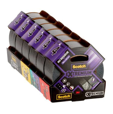 3M Extremium Gewebeband/Gaffa – 48 mm × 18,2 m, schwarz, synthetischer Gummi, extra stark, von Hand abreißbar